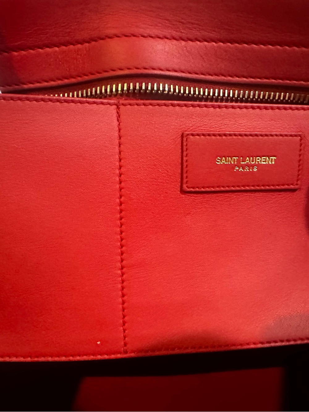 Saint Laurent Cabas Chyc in red smooth calfskin leather - Picture 13 of 13